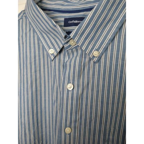 Croft&Barrow Men's XL Shirt Blue Striped Collared Long Sleeve Officewear - Picture 4 of 10